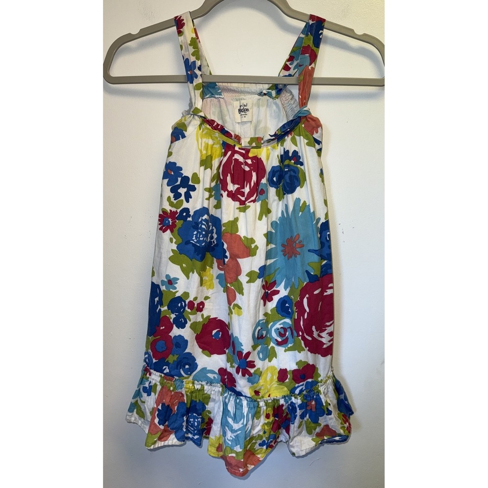 Mini Boden Sun Dress Ruffle Floral Size 3-4 Years Adjustable Strap Cotton
